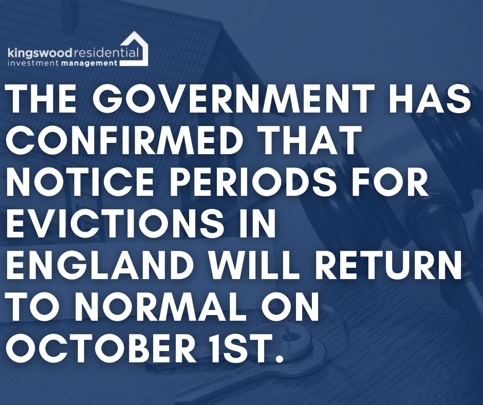 the government has confirmed that notice periods for evictions in england will return to normal in october